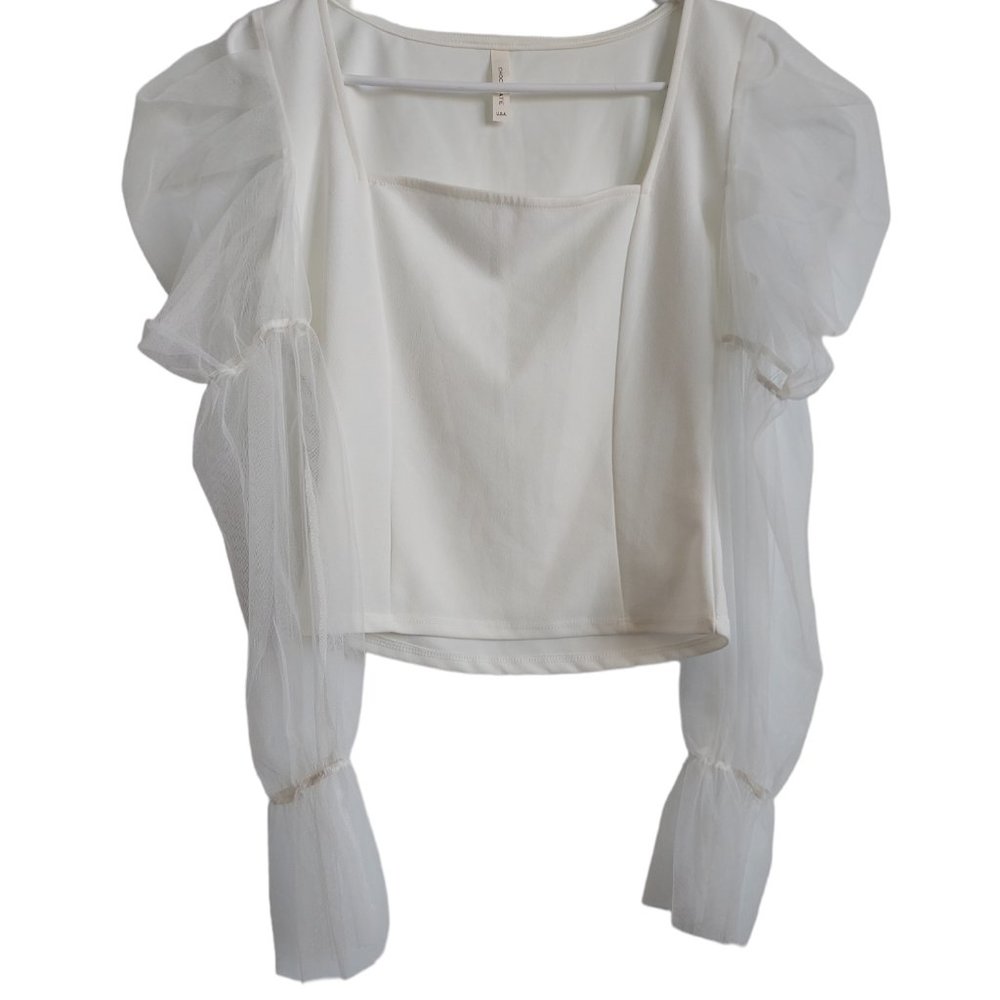 Chocolate Square Neck Puff Sleeve Top for Women | Off-White